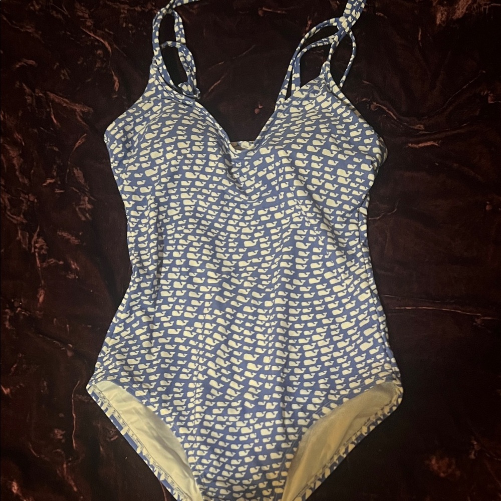 Vineyard Vines Blue and White One Piece Swimsuit